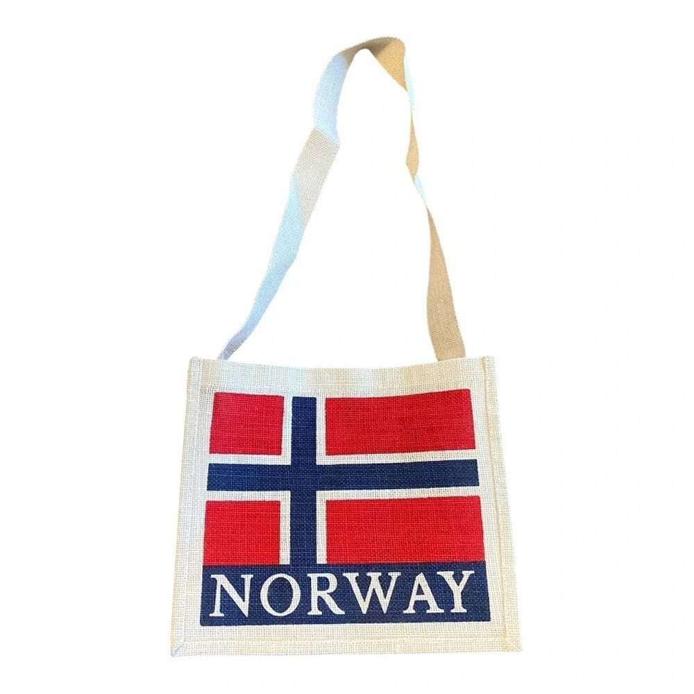 Norway ๐ณ๐ด Woven Burlap Tote Bag - Picture 3 of 15